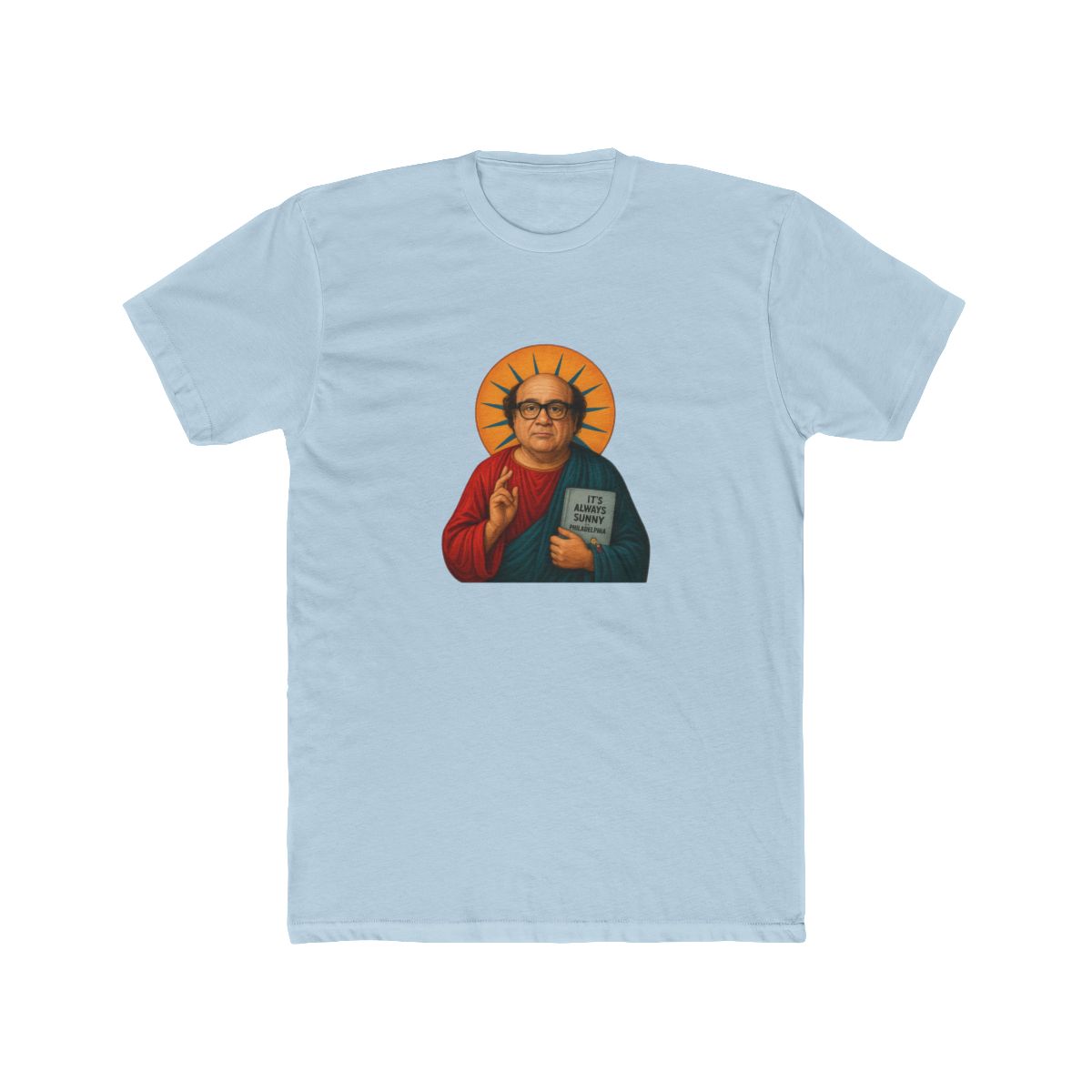 Saint Danny DeVito Funny Pop Culture T-Shirt - alternate angle 2, merchandise