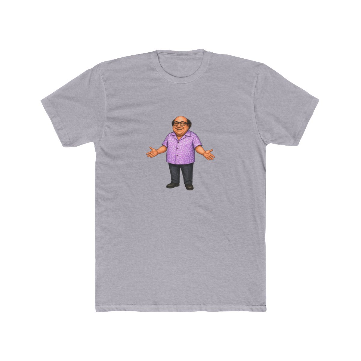 Cheerful Cartoon Man in Floral Shirt T-Shirt - alternate angle 5, merchandise