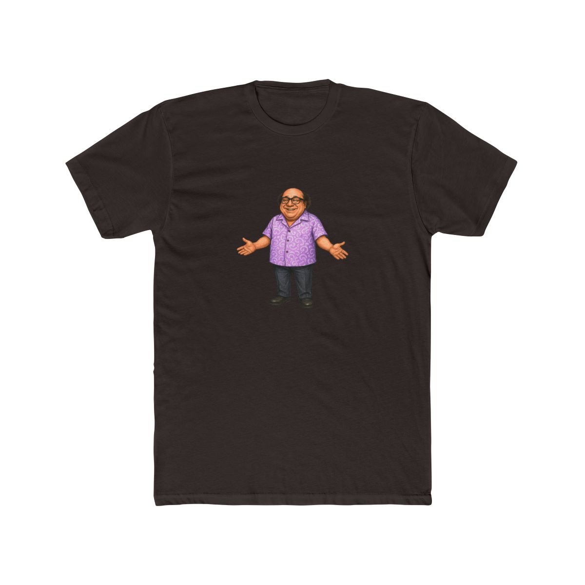 Cheerful Cartoon Man in Floral Shirt T-Shirt - alternate angle 3, merchandise