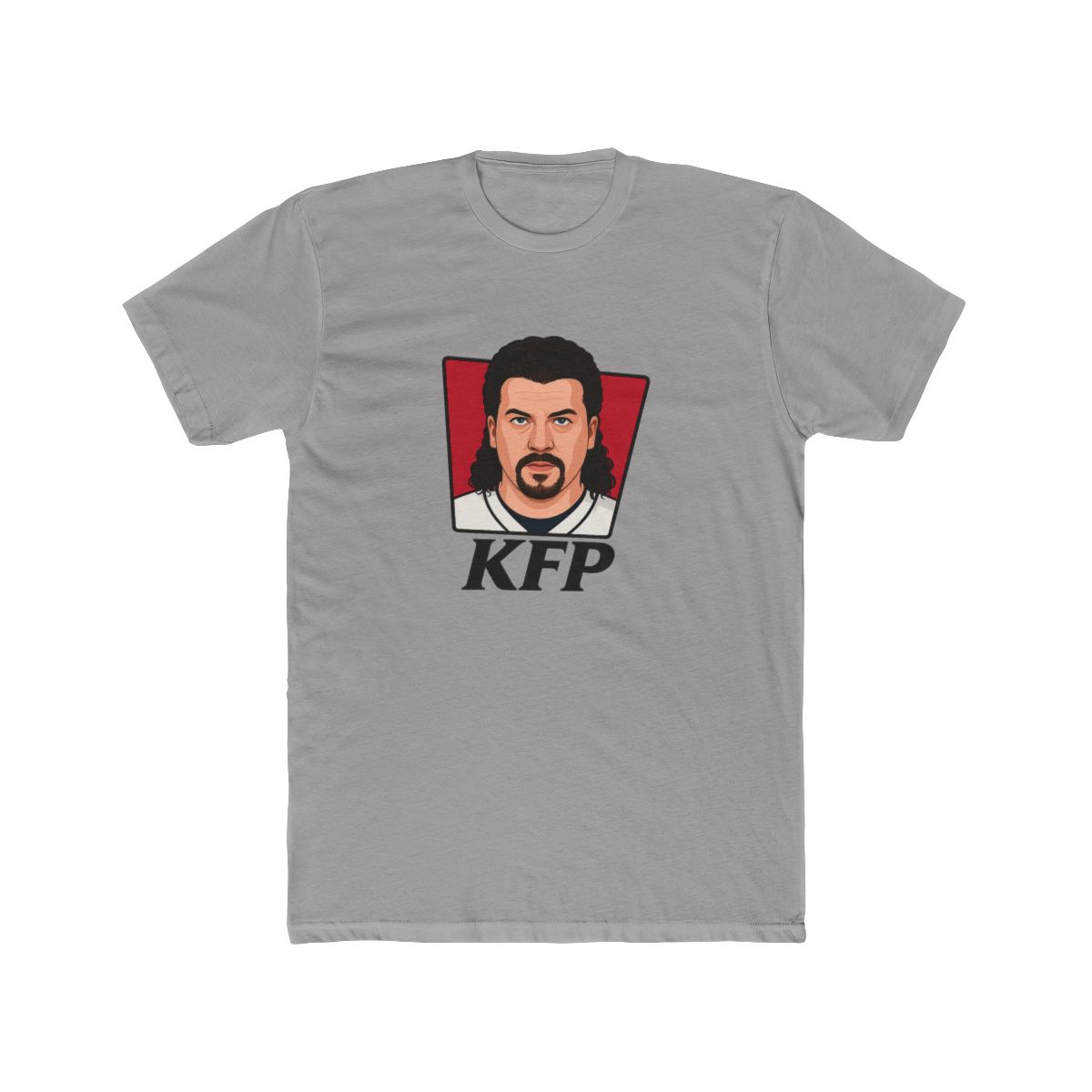 Funny KFP Curly Haired Man Cartoon T-Shirt - alternate angle 2, merchandise