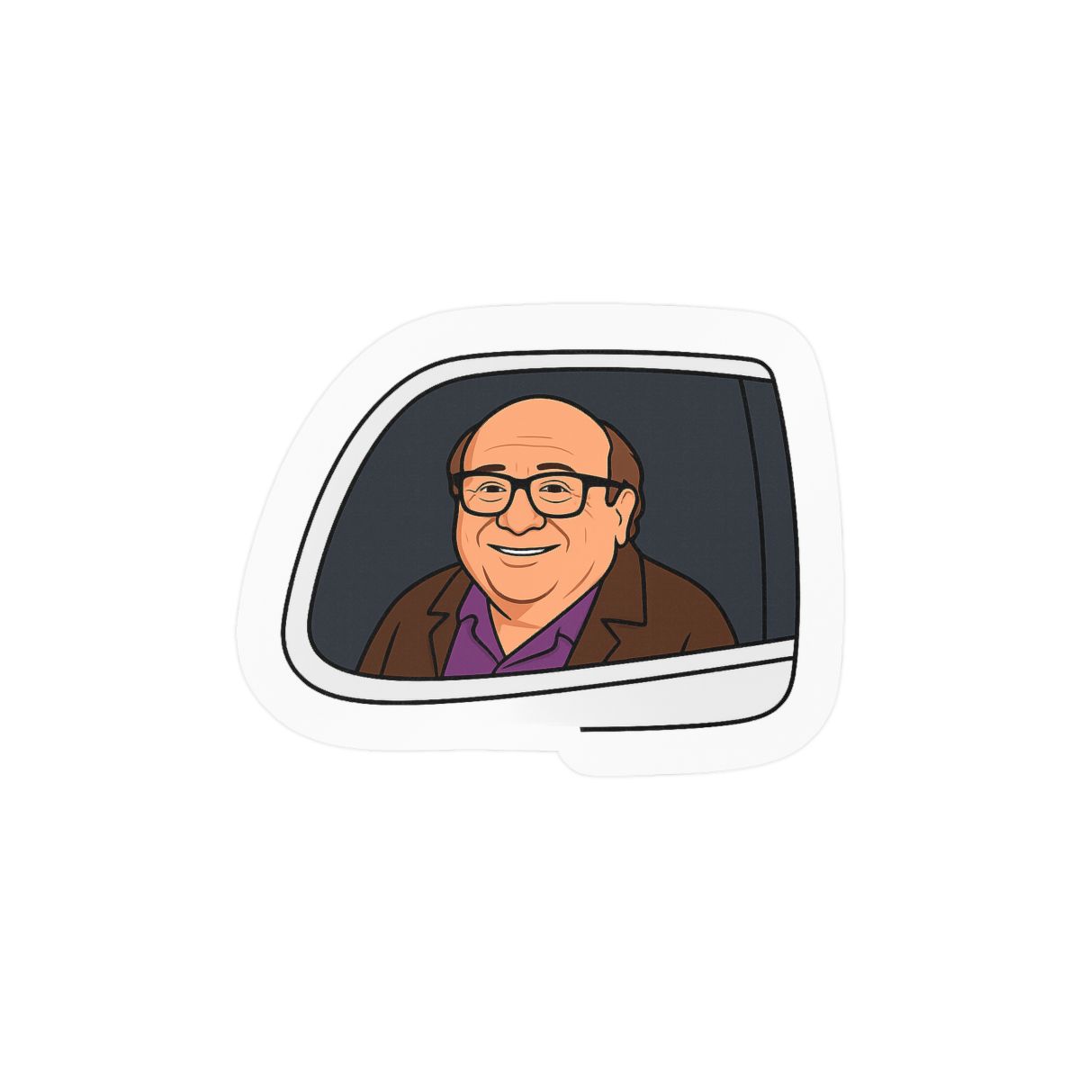 Danny DeVito Funny Car Window Sticker | Bold Vinyl Decal - alternate angle 2, merchandise