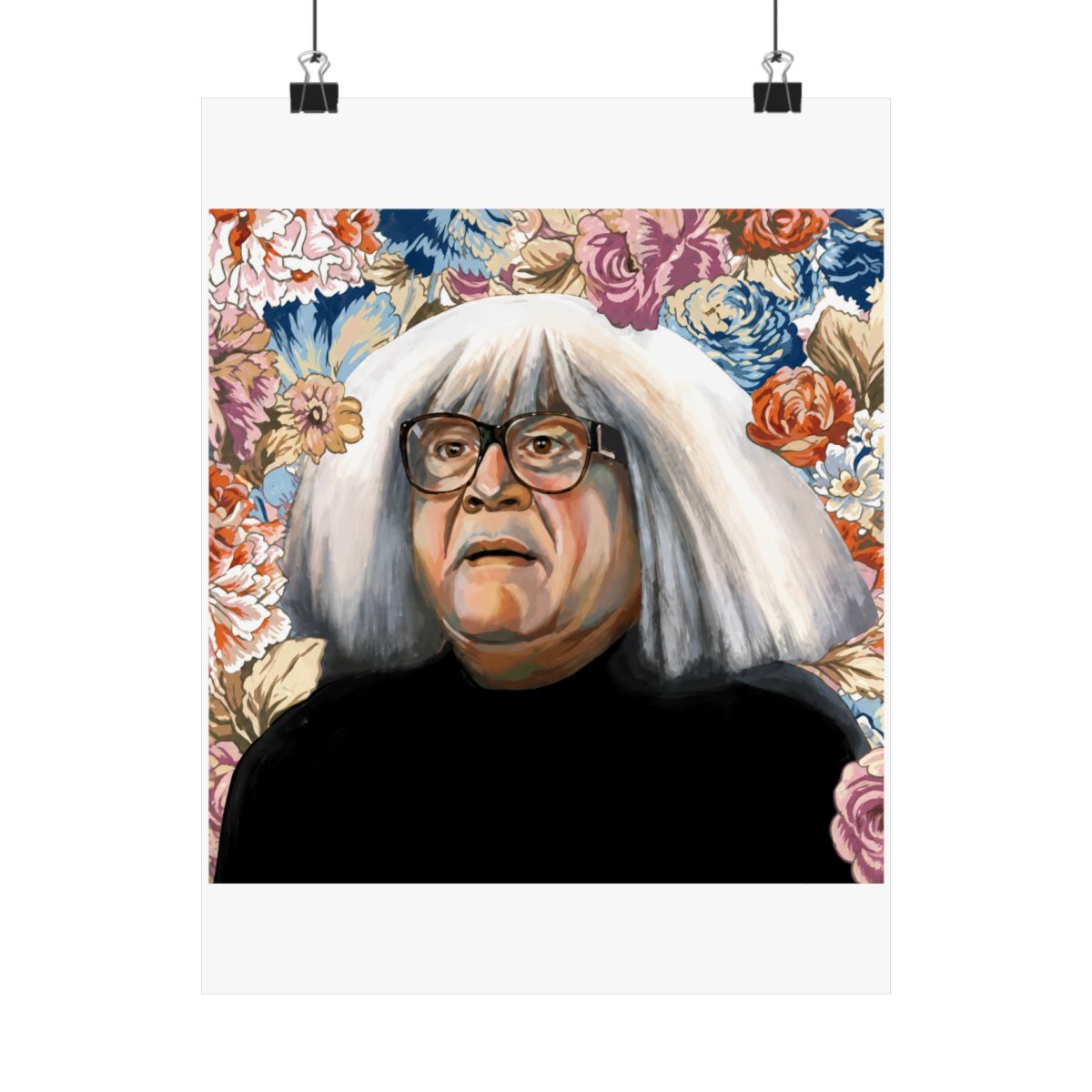 Frank - Oil Painting - Danny DeVito - Art Print - It's Always Sunny In Philadelphia - Floral Painting - Ango Gobloggian - Funny Art - IASIP - alternate angle 1, merchandise