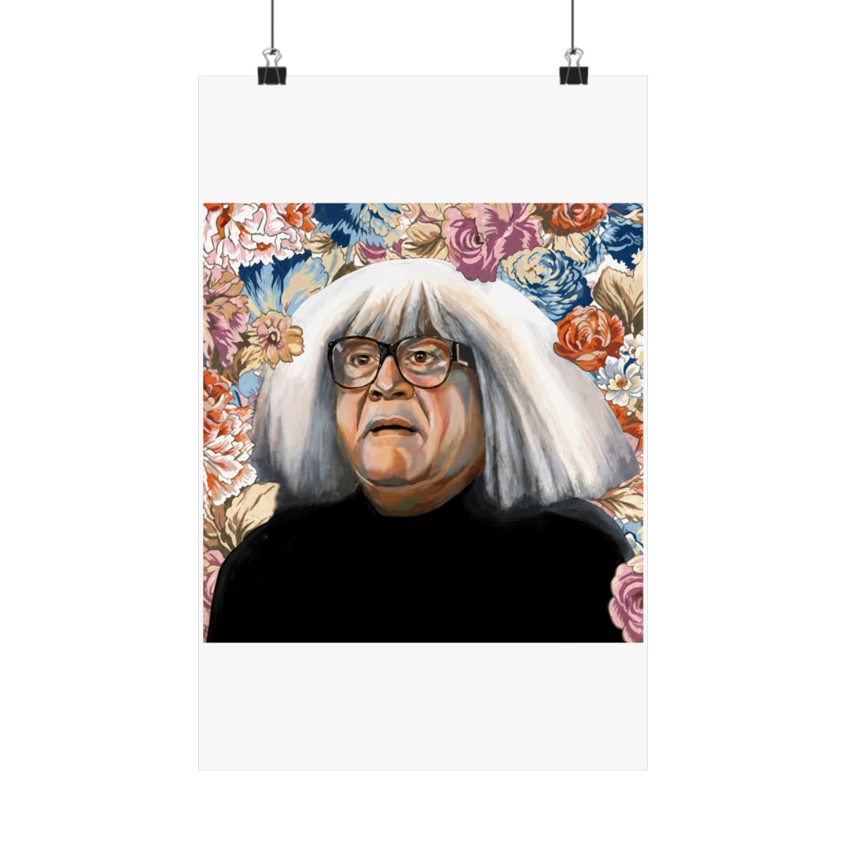 Frank - Oil Painting - Danny DeVito - Art Print - It's Always Sunny In Philadelphia - Floral Painting - Ango Gobloggian - Funny Art - IASIP - alternate angle 2, merchandise